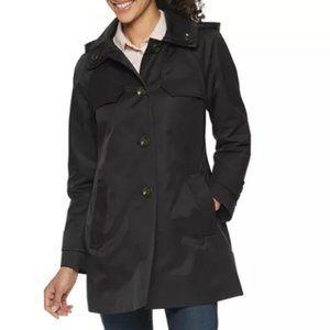 London Fog Navy Blue Hooded Rain Jacket